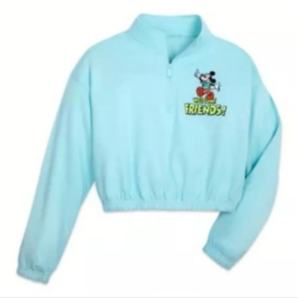 Disneyland Disney Light Blue Mickey Mouse Cropped Sweatshirt